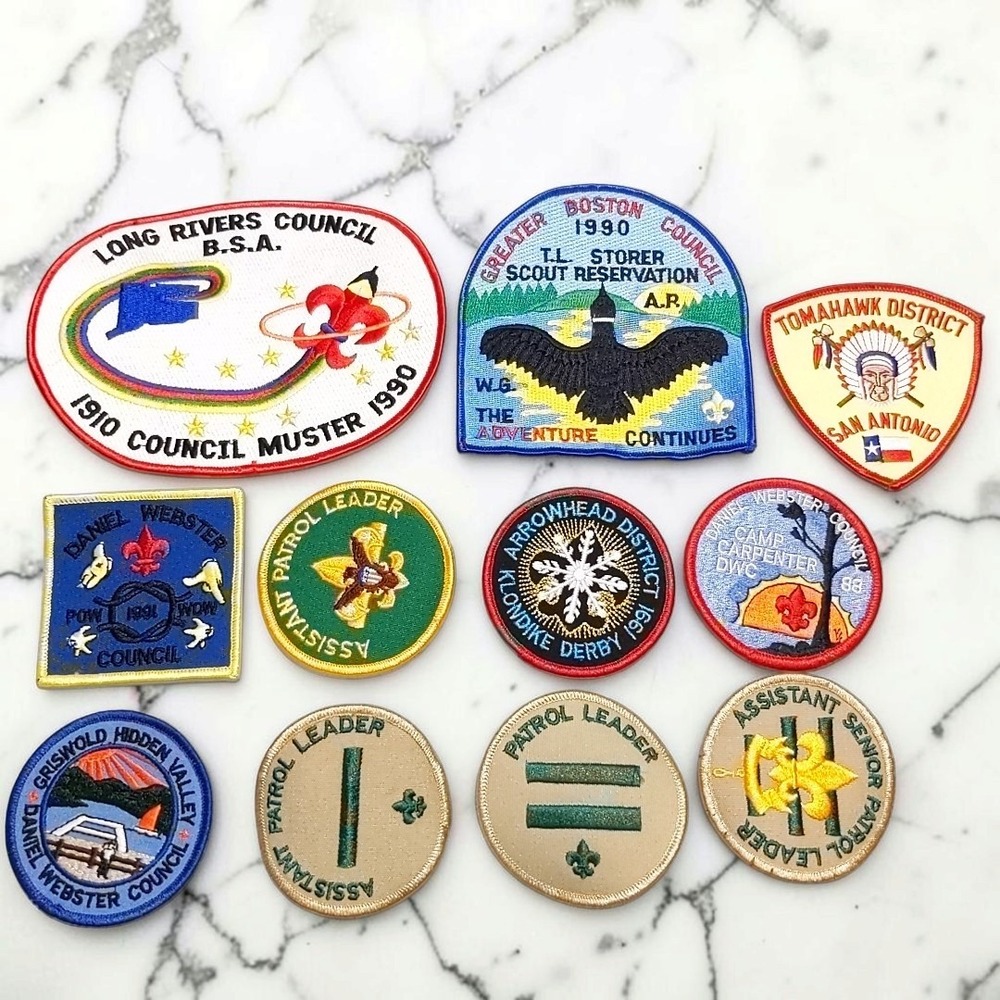 VTG BSA Boy Scout Patches Lot 11 Council Derby Leadership Embroided Badges 1990s